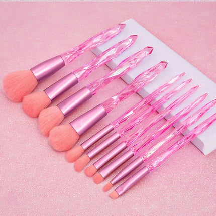 10PCS Crystal Makeup Brush Set Premium Synthetic Foundation Powder Concealer Eye Shadow Blush Makeup Brushes