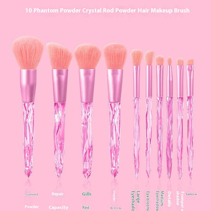 10PCS Crystal Makeup Brush Set Premium Synthetic Foundation Powder Concealer Eye Shadow Blush Makeup Brushes