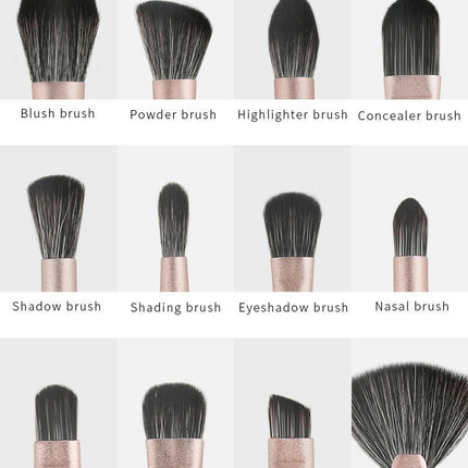 12Pcs/Set Crystal Glitter Makeup Brushes Set Pro Foundation Blending Concealer Make Up Brush Set with Bag