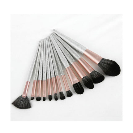 12Pcs/Set Crystal Glitter Makeup Brushes Set Pro Foundation Blending Concealer Make Up Brush Set with Bag