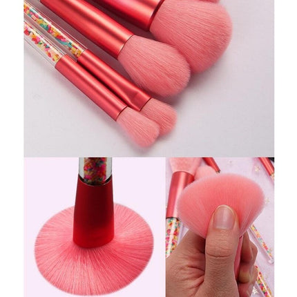 Cute Candy Makeup Brush Set 8pcs Candy Quicksand Transparent Handle Makeup Brushes Set  For Blush Foundation Eyebrow