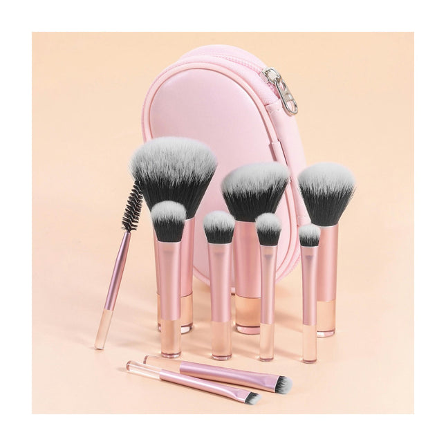 Makeup Brush Set 10pcs Easy-Taken Mini Full Complete Function Cosmetic Brushes Kit Set With Brush Pouch