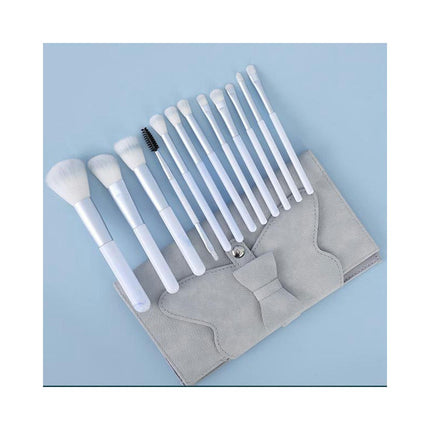 12 Pieces Marble Handle Fiber Bristles Blending Brush Set With Travel Bag 2 In1 Eyebrow Eyeliner Make Up Tool