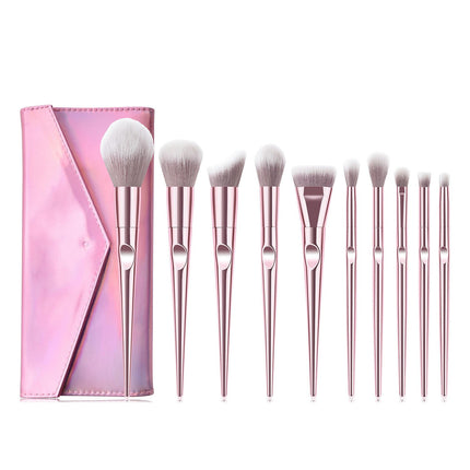 10 pcs Makeup Brushes Set Soft Thumb Handle Powder Eye Shadow  Concealer Blending Brushes Tools Kit With Bag