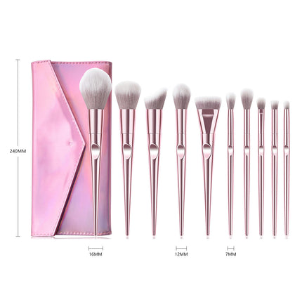 10 pcs Makeup Brushes Set Soft Thumb Handle Powder Eye Shadow  Concealer Blending Brushes Tools Kit With Bag