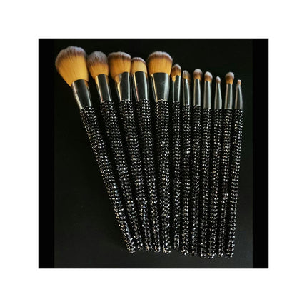 Makeup Brush Set Diamond Rhinestones Bedazzled Bling Brushes Cosmetic Foundation Brushes Set 12 Piece