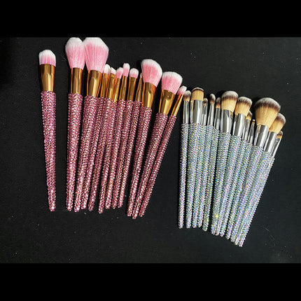 Makeup Brush Set Diamond Rhinestones Bedazzled Bling Brushes Cosmetic Foundation Brushes Set 12 Piece