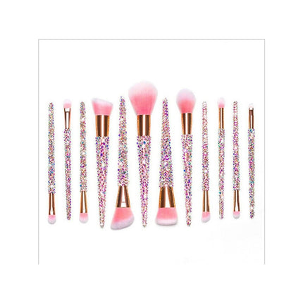 Makeup Brush Set Diamond Rhinestones Bedazzled Bling Brushes Cosmetic Foundation Brushes Set 12 Piece