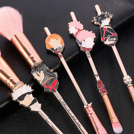 Anime Jujutsu Makeup Brushes Tool Set 10 pcs Cosmetic Powder Blush Eye Shadow Blending Eyebrow Brush