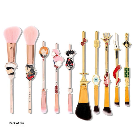 Anime Jujutsu Makeup Brushes Tool Set 10 pcs Cosmetic Powder Blush Eye Shadow Blending Eyebrow Brush