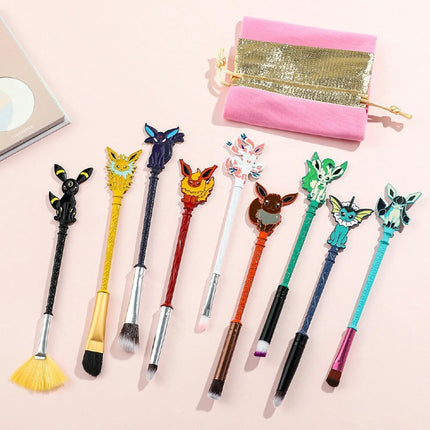 Pokemon Makeup Brushes Set Anime Cartoon Theme Make Up Brush Set Collection Set With Elastic DrawerBag