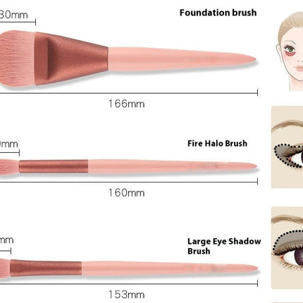 10 Pcs Premium Synthetic Foundation Powder Eye Shadows Powder Brush Blending Brushes Concealer Brush Stippling Brush