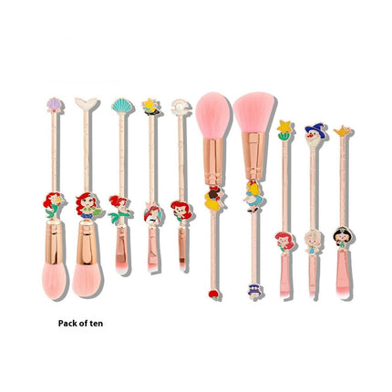 Mermaid Princess Makeup Brushes 10 pcs Mermaid Anime Metal Makeup Brush Set Cute Cosmetic Brushes Tool