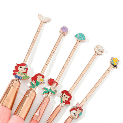 Mermaid Princess Makeup Brushes 10 pcs Mermaid Anime Metal Makeup Brush Set Cute Cosmetic Brushes Tool