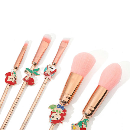 Mermaid Princess Makeup Brushes 10 pcs Mermaid Anime Metal Makeup Brush Set Cute Cosmetic Brushes Tool