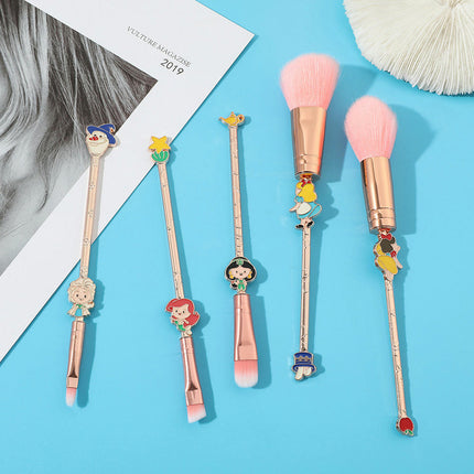 Mermaid Princess Makeup Brushes 10 pcs Mermaid Anime Metal Makeup Brush Set Cute Cosmetic Brushes Tool