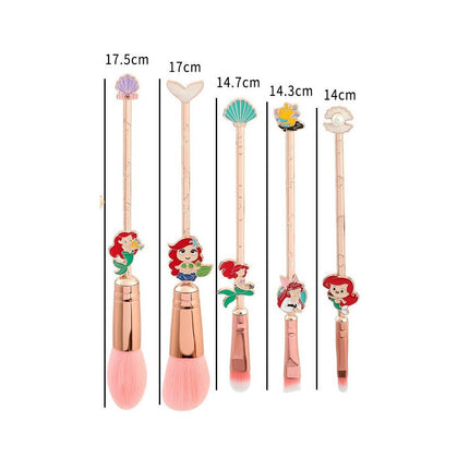 Mermaid Princess Makeup Brushes 10 pcs Mermaid Anime Metal Makeup Brush Set Cute Cosmetic Brushes Tool