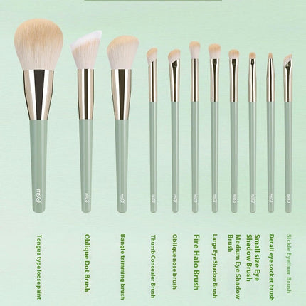 11pcs Premium Cosmetic Makeup Brush Set For Foundation Blending Blush Concealer Eye Shadow Travel Makeup Bag Included