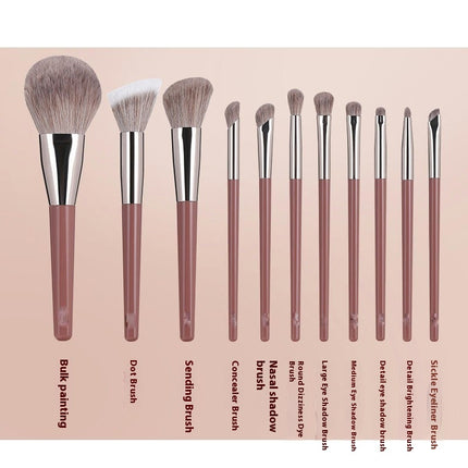 11Pcs Premium Synthetic Foundation Powder Concealers Eye shadows Blush Makeup Brushes Travel Makeup Set With Bag