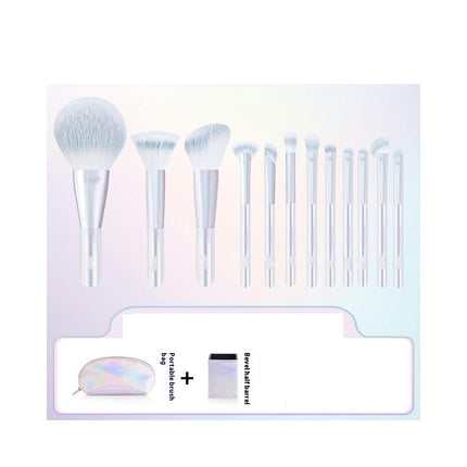 Essential Make-up Brushes Kit for Powder Liquid Cream Cosmetics Blush Concealer Brushes Transparent Plastic Handle