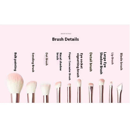 10 Pcs Soft Hair Makeup Brush Kit  - Synthetic Foundation Face Blush Concealer Eyeshadow Beauty Tool