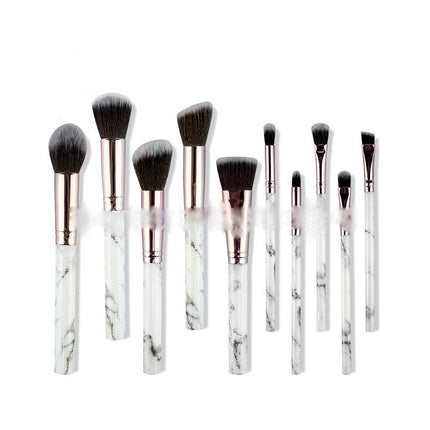 Portable Makeup Brush Set 10pcs Marble Make Up Brushes Foundation Powder Brush for Foundation Blush Contour