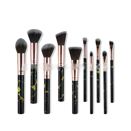 Portable Makeup Brush Set 10pcs Marble Make Up Brushes Foundation Powder Brush for Foundation Blush Contour