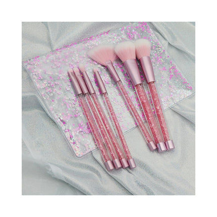 Makeup Brushes Crystal Sparkles Cute Fan Blush Foundation Powder Lip Highlight Eyebrow Concealers Brush Set