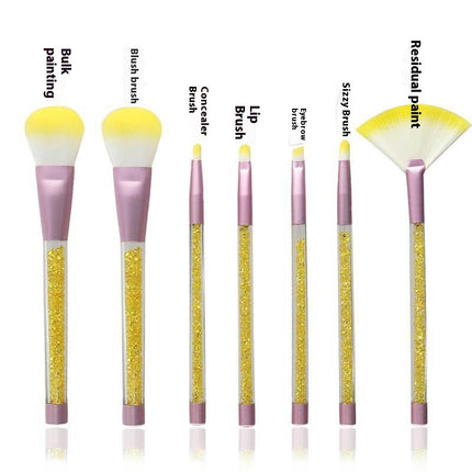 Makeup Brushes Crystal Sparkles Cute Fan Blush Foundation Powder Lip Highlight Eyebrow Concealers Brush Set