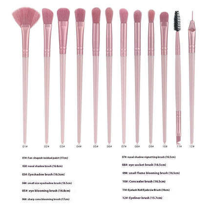 12 Pcs Professional Eye Brush Set Eyeshadow Eyebrow Blending Fan Eyelash Brush Complete Makeup Brushes Set