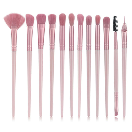 12 Pcs Professional Eye Brush Set Eyeshadow Eyebrow Blending Fan Eyelash Brush Complete Makeup Brushes Set