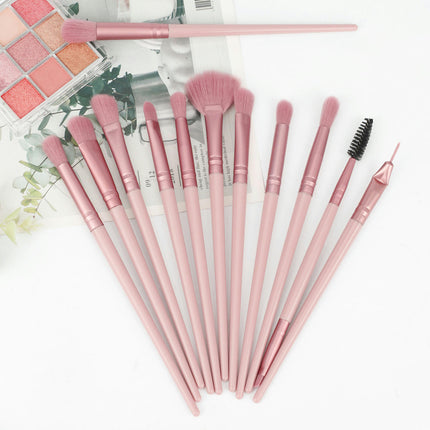 12 Pcs Professional Eye Brush Set Eyeshadow Eyebrow Blending Fan Eyelash Brush Complete Makeup Brushes Set