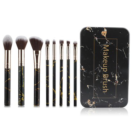 Marble Texture Makeup Brush Set Complete Makeup Brushes Set Kit (Set of 8 Brushes with  Metal Storage Box)