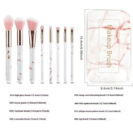 Marble Texture Makeup Brush Set Complete Makeup Brushes Set Kit (Set of 8 Brushes with  Metal Storage Box)