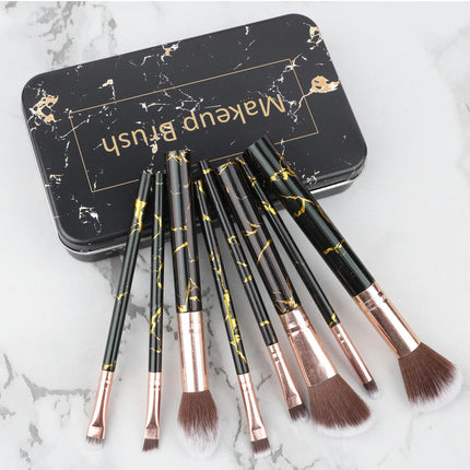 Marble Texture Makeup Brush Set Complete Makeup Brushes Set Kit (Set of 8 Brushes with  Metal Storage Box)