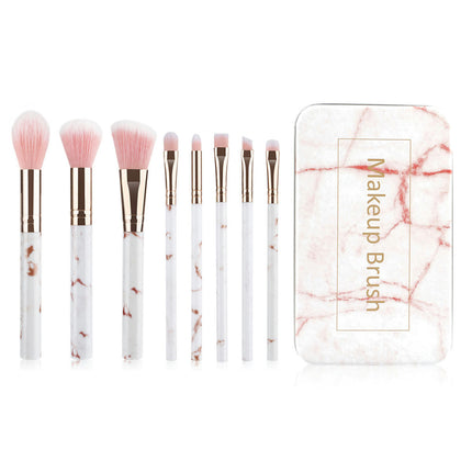 Marble Texture Makeup Brush Set Complete Makeup Brushes Set Kit (Set of 8 Brushes with  Metal Storage Box)