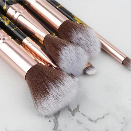 Marble Texture Makeup Brush Set Complete Makeup Brushes Set Kit (Set of 8 Brushes with  Metal Storage Box)