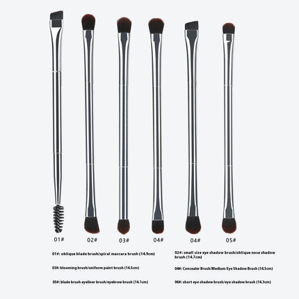 6Pcs Double Ended Eyeshadow Brush Set Professional Eye Makeup Brushes Set Foundation Make Up Brushes Kits