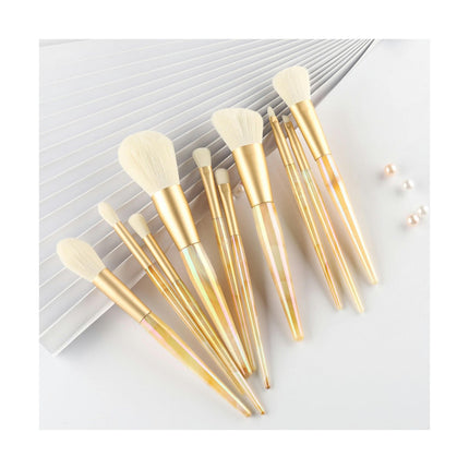 10 Makeup Brushes With Handle, Brush Set With Imitation Gradient Beauty Tools Contouring Blending Brushes