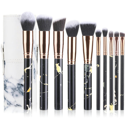 10 Piece Marble Makeup Brush Set Makeup Premium Face Eyeliner Blush Contour Foundation Cosmetic Brushes