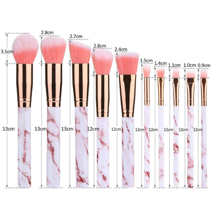 10 Piece Marble Makeup Brush Set Makeup Premium Face Eyeliner Blush Contour Foundation Cosmetic Brushes