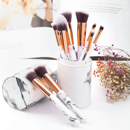 10 Piece Marble Makeup Brush Set Makeup Premium Face Eyeliner Blush Contour Foundation Cosmetic Brushes