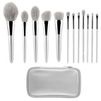 12 Silver brushes+ bag