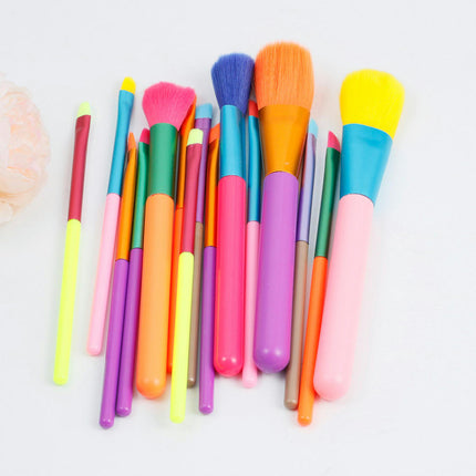 15 Pcs Makeup Brush Set Synthetic Foundation Blending Face Powder Blush Concealers Eyeshadow Rainbow Make Up Brush Set