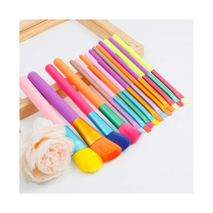 15 Pcs Makeup Brush Set Synthetic Foundation Blending Face Powder Blush Concealers Eyeshadow Rainbow Make Up Brush Set