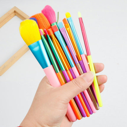 15 Pcs Makeup Brush Set Synthetic Foundation Blending Face Powder Blush Concealers Eyeshadow Rainbow Make Up Brush Set