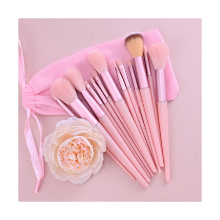 Makeup Brushes Set Premium Synthetic Powder Blush Concealers Eye Shadow Eyeliner Make Up Brushes(13 Brushes+1 Pink Bag)