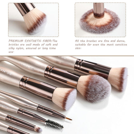 18 Pcs Makeup Brush Set Premium Blending Blush Eyebrow Eyeshadow Foundation Stippling Lip Cosmetics Brushes