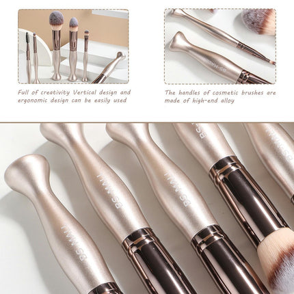 18 Pcs Makeup Brush Set Premium Blending Blush Eyebrow Eyeshadow Foundation Stippling Lip Cosmetics Brushes