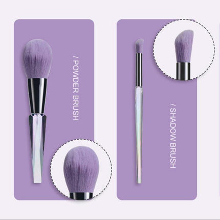 Clear Handle 10 Pcs Makeup Brush Set Foundation Powder Eye Shadows Brushes Shiny Ergonomic for Sensitive Skin